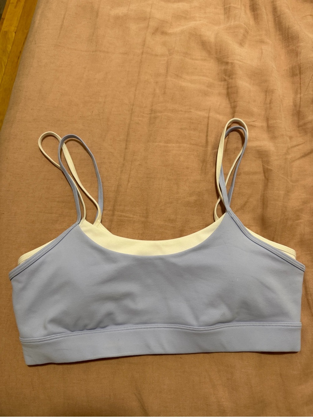 ALO Yoga Lavender and Cream Double-Strap Bralette